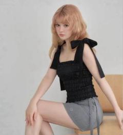 andmary May shirring tops black - メルカリ