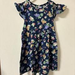 花柄 半袖ワンピース 140 ネイビー