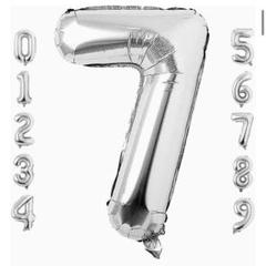 ナンバー バルーン 数字 風船 7 誕生日 記念日 飾り 装飾 シルバー 40㎝