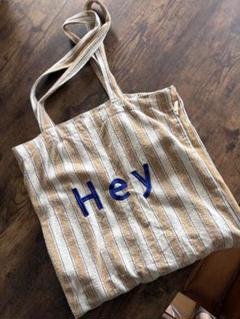 ストライプ柄トートバッグ「Hey」