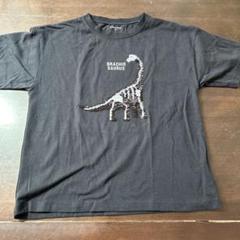 ブラキオサウルススパンコール刺繍 Tシャツ 黒