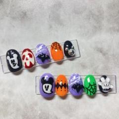 【現品のみ】ディズニー ハロウィン オバケ ドクロ クモの巣 ネイルチップのサムネイル