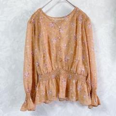 【フェルゥ】花柄シフォンブラウス＆キャミソール2点セット 透け感トップス