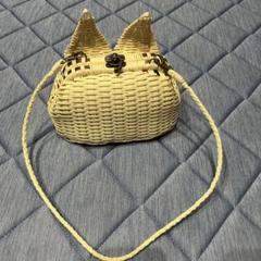 猫耳デザイン ラタン風ポシェット