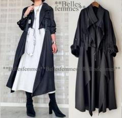 新品*387ブラック*M～LL*雰囲気美人*こなれ感満載*モード春アウターコート 新品*387ブラック*M～LL*雰囲気美人*こなれ感満載*モード春
