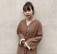 長袖花柄シフォンワンピース★kastane