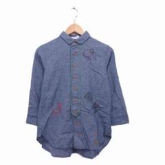 Né-net ネネット シャツ 刺繍 アニマル 動物 ブルー
