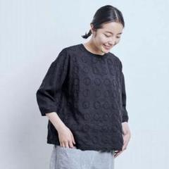 美品】中川政七商店 麻布Tシャツ 刺繍 丸 紺色 五分袖 完売品