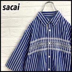 kolor ストライプシャツ　コットン　シルク　カラー　sacai sacai サカイsacai コットンポプリンカッティングストライプ