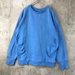Y5316古着　トレーナー　スウェット　青　無地　90s Y2K
