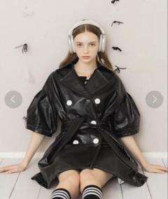 GAULTIER エナメル トレンチ スプリング コート ブラック レディース バックプリーツ トレンチコート スプリングコート コート