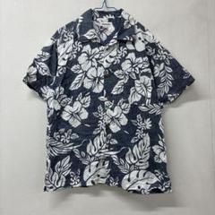 Restoration 半袖アロハシャツ L ネイビー　フラワー柄　ア45