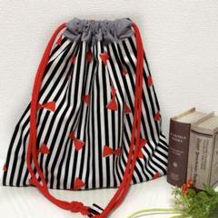 ハンドメイド リボン 体操服袋 お着替え袋 給食袋 巾着 女の28×27