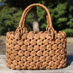 99013 六角花結び編み 山葡萄 かごバッグ 山ぶどう カゴバッグ 籠