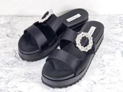 【未使用】ユナイテッドアローズ★ビジュー付き★サテンサンダル★23.0cm★