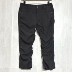 パシオーネ　サイドギャザー クロップドパンツ　黒　薄手　40 / L