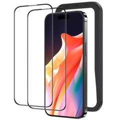 iPhone15Plus 強化ガラス 全面保護 フィルム ガイド枠付き 2枚