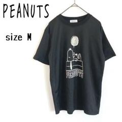 【PEANUTS】半袖Tシャツカットソー スヌーピープリント ブラック