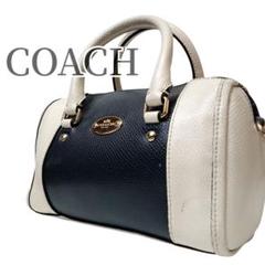 【美品】COACH コーチ ハンドバッグ ミニバッグ レザー ホワイト ネイビー