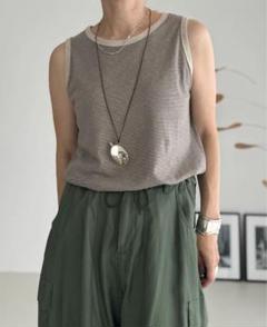 argue ボーダー タンクトップ グレー ORGANIC COTTON HEMP BORDER T-SHIRTS/GRAY | ARGUE