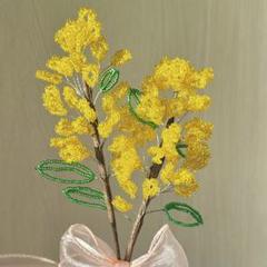 ビーズフラワー　一輪挿し　ビーズ　フラワー　花束　金木犀　キンモクセイ