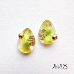 No.1823 レジンピアス レジンイヤリング ハンドメイドピアス インクアート