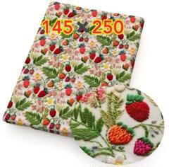 いちご ３D立体プリント 綿 刺繍柄プリント洋裁　布　145×250ｃｍ　白