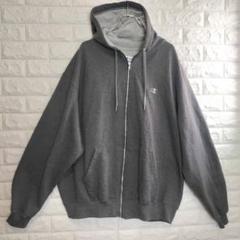 C902【Champion】ジップアップパーカージャケット【メンズ2XL】グレー
