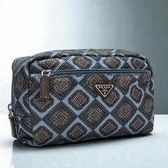 希少 極美品 PRADA プラダ ポーチ 化粧ポーチ 三角ロゴ 総柄