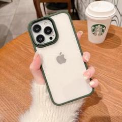 シリコンスマホ ケース クリア+ダークグリーン iPhone12ProMax