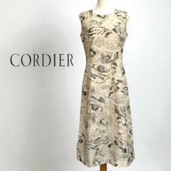 CORDIER コルディア ノースリーブワンピース L ベージュ 花柄 日本製