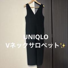 UNIQLOブラック Vネック サロペット M ユニクロ