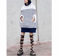 sacai ボーダーフーディ ポンチョ ワンピース 2 23-06489 sacai ボーダーフーディ ポンチョ ワンピース 2 23-06489
