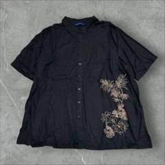 248] penningtons刺繍デザイン リネンレーヨン半袖シャツ古着Y2K
