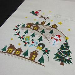 半幅帯☆クリスマス☆ハンドメイド☆綿 新品未仕立 塩瀬生地 染九寸名古屋帯 クリスマス柄③ 手縫仕立代