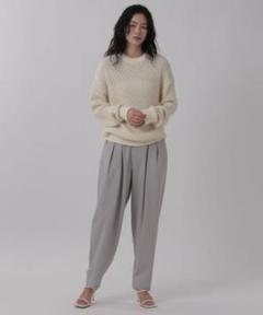 【OFAKIND】ライトグレー レーヨン+リネン混 2タック トラウザー パンツ