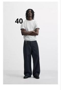 完売品⭐︎ZARA ザラ ストライプ柄リラックスフィットパンツ 40（JP31）