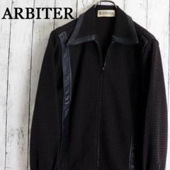 レトロデザイン ARBITER アービター レザー使い 総柄ウールニットブルゾン