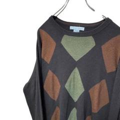 アーガイル柄　GEOFFREY BEENE ニット　セーター　ブラウン　L