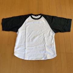 BEAMS 七分袖カットソー L ホワイト/ダークグリーン