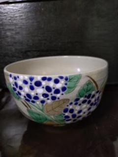 送料込【逢絢亭・新品】茶道具 茶碗 京焼 仁清 紫陽花の図 手塚岳陵 共箱入り ys7083933; 宗sou 京焼 手塚桐鳳造 仁清写六仙華文茶碗（共箱