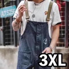 3XL メンズ オーバーオール サロペット デニム デッキパンツ つなぎ 作業着