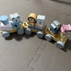 木製動物ブロック列車おもちゃ