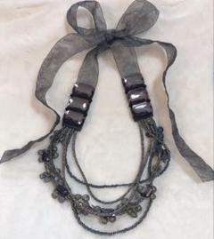 ヒロコ コシノシフォンレイヤードネックレス 黒