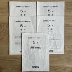 2019年 SAPIX 5年夏期講習マンスリーテスト 原本 - メルカリ