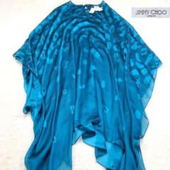 希少 未使用 ジミーチュウ ロングワンピース シルク100% 変形 総柄 