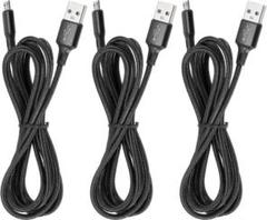 充電ケーブル ブラック USB-A MicroUSB 3個入り 1m