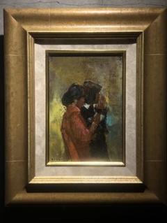 印象派　福岡芳忠　【パーティーの女】　肉筆油彩画