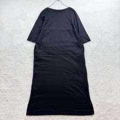 k1476【ユニクロ】Ｍ 黒 ワンピース ロング丈 カジュアル コットン生地