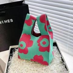 ♥️売り切れ間近♥️グリーン　ピンク　花柄　オールシーズン　トートバッグ　ミニ